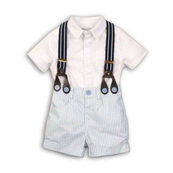 Itty Bitty Baby Boys Two Piece Poplin Shirt & Stripe Set
