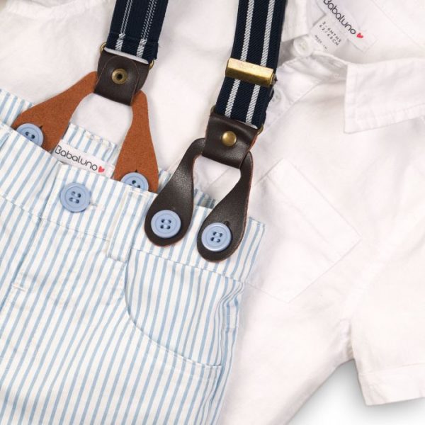 Itty Bitty Baby Boys Two Piece Poplin Shirt & Stripe Set