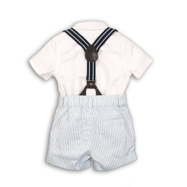Itty Bitty Baby Boys Two Piece Poplin Shirt & Stripe Set