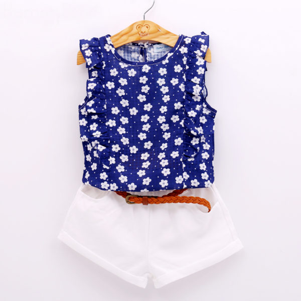 Girls Boutique blue summer flower top & shorts set