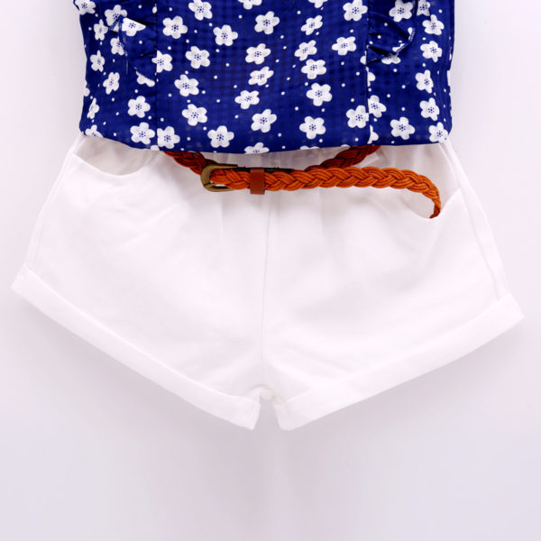 Girls Boutique blue summer flower top & shorts set