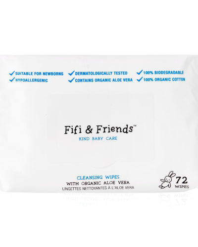 Fifi & Friends 100% Organic Travel Cleansing Wipes with Organic Aloe Vera - 72 Wipes