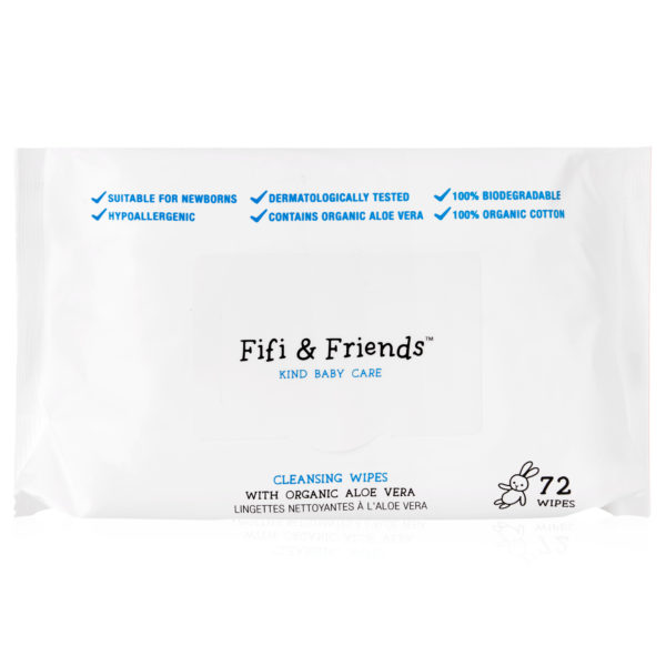 Fifi & Friends 100% Organic Travel Cleansing Wipes with Organic Aloe Vera - 72 Wipes