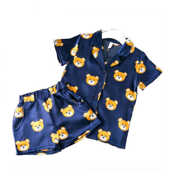 Itty Bitty Blue Teddybear Shirt & Short Pyjama Set