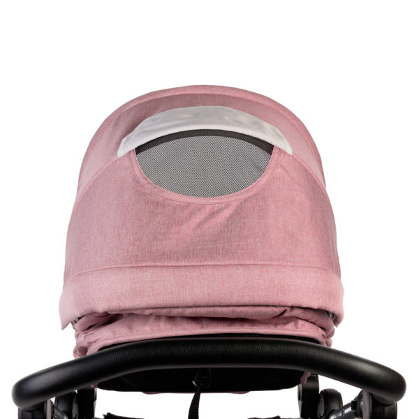 Amy Childs Roma Vita Pink Travel System The Roma Vita travel system includes everything you need for your baby. The package includes the Vita stroller, carrycot, car seat, changing bag, footmuff and raincover. The Vita chassis features lockable swivel front wheels and a compact, self-standing fold. An ergonomically shaped handle complements the leatherette bumper bar.