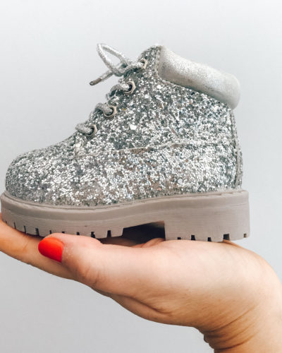 Itty Bitty Silver Sparkle Winter fur boot