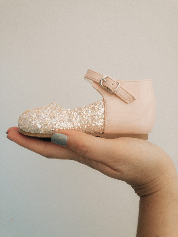 Itty Bitty Hard Soled Glitter Pink Shoes