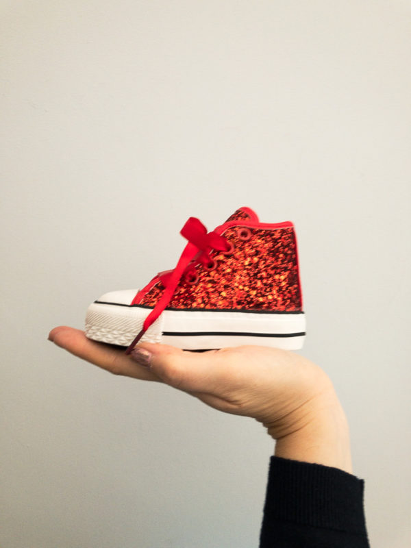 Itty Bitty Limited Edition Christmas Red Glitter High Top Trainers
