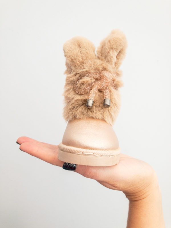 Itty Bitty Limited Edition Champagne Bunny Bow Fur Boots