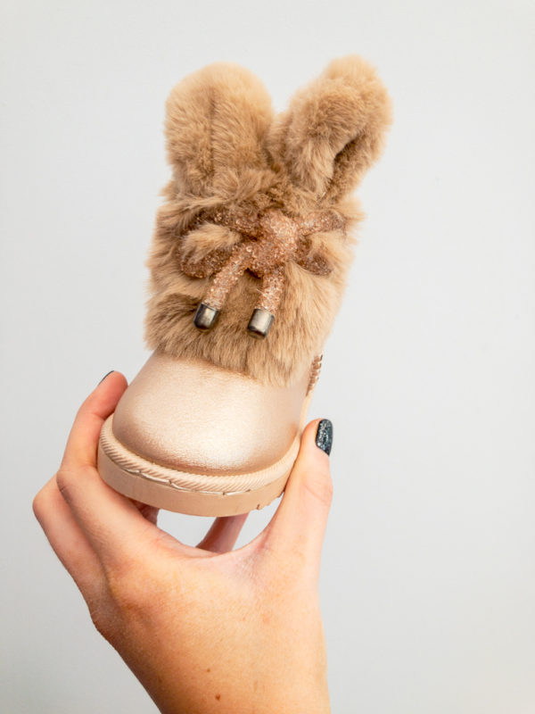 Itty Bitty Limited Edition Champagne Bunny Bow Fur Boots