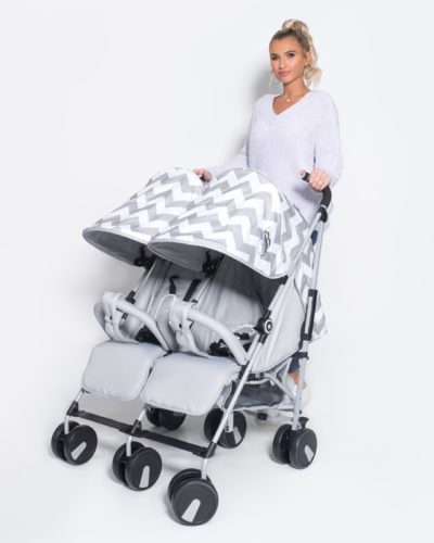 Billie Faiers MB22 Grey Chevron Twin Stroller