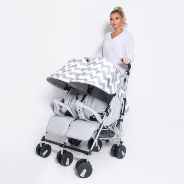 Billie Faiers MB22 Grey Chevron Twin Stroller