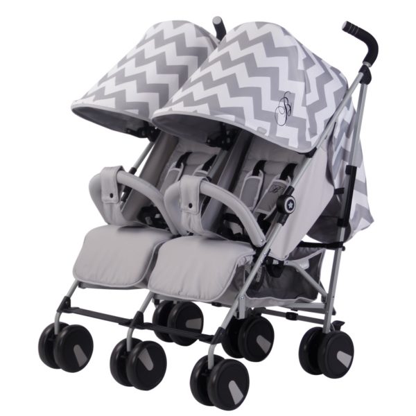 Billie Faiers MB22 Grey Chevron Twin Stroller