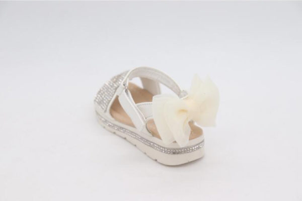 Darcie Diamante White & Cream Bow Sandals