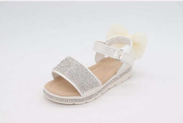 Darcie Diamante White & Cream Bow Sandals