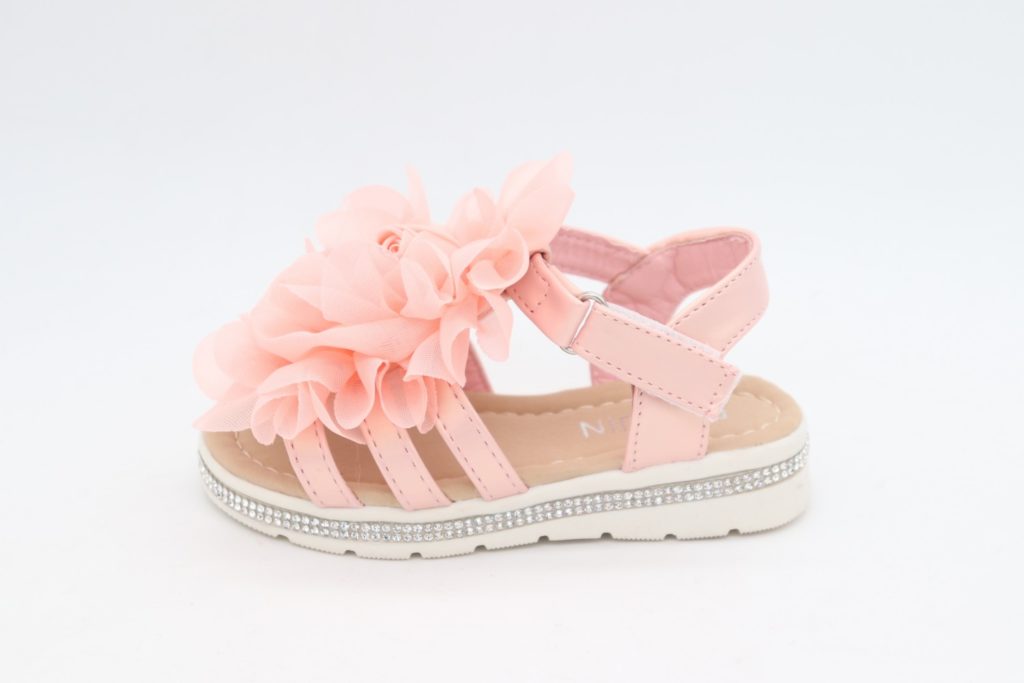 Dee Diamante Pink Ruffle Sandals | Itty Bitty