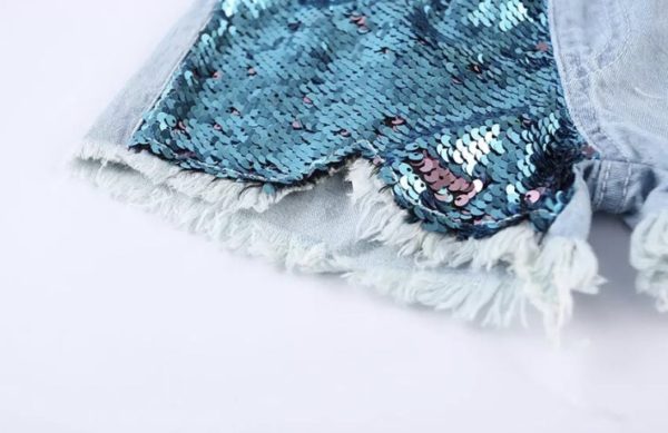 Itty Bitty Pink/Blue Sequin shorts - Image 3