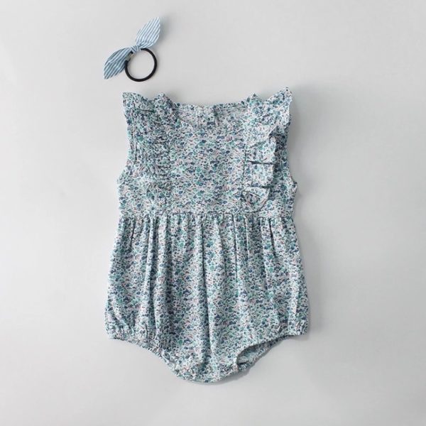 Itty Bitty Blue Ditsy Floral Romper