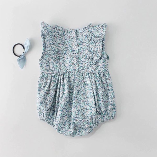 Itty Bitty Blue Ditsy Floral Romper - Image 2