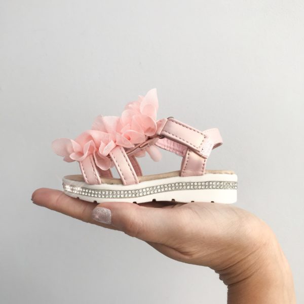 Dee Diamante Pink Ruffle Sandals