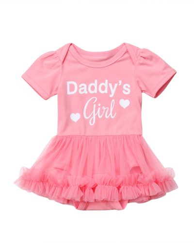 Daddys Girl Print Short Sleeve Tulle Mesh Bodysuit