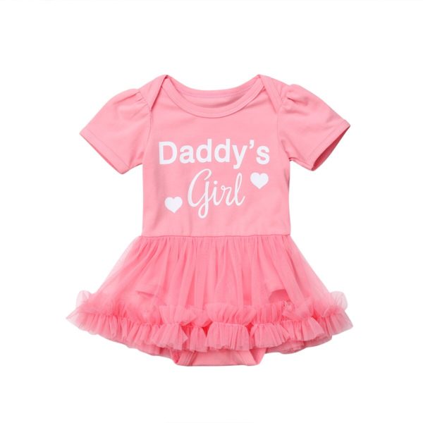 Daddys Girl Print Short Sleeve Tulle Mesh Bodysuit