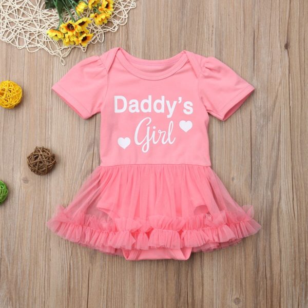 Daddys Girl Print Short Sleeve Tulle Mesh Bodysuit