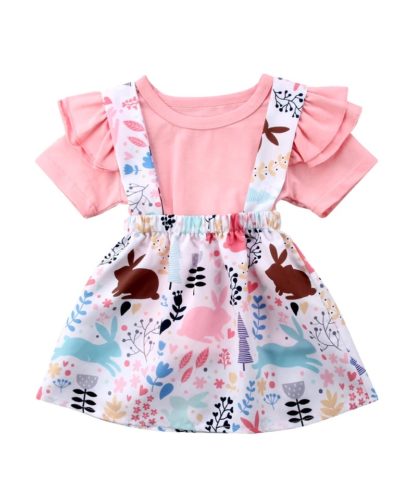 Itty Bitty Ruffle Top and Floral Pinafore Set