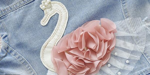 Itty Bitty Princess Swan Denim Jacket