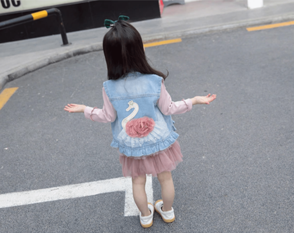 Itty Bitty Princess Swan Denim Jacket