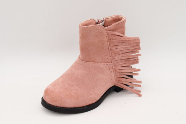 Itty Bitty Pink Suede Tassel Cowboy Boots