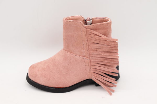 Itty Bitty Pink Suede Tassel Cowboy Boots