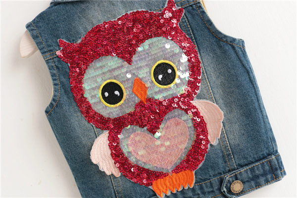 Itty Bitty Sparkle Owl Denim Jacket