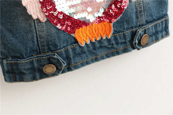 Itty Bitty Sparkle Owl Denim Jacket