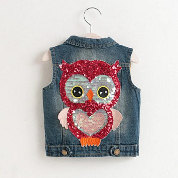 Itty Bitty Sparkle Owl Denim Jacket