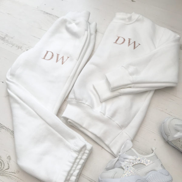 Itty Bitty White & Rose Gold Sparkle Personalised Tracksuit