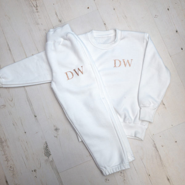 Itty Bitty White & Rose Gold Sparkle Personalised Tracksuit