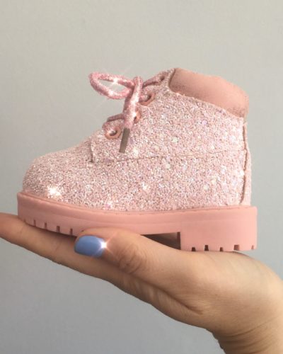 Itty Bitty Candy Pink Sparkle Winter fur boots