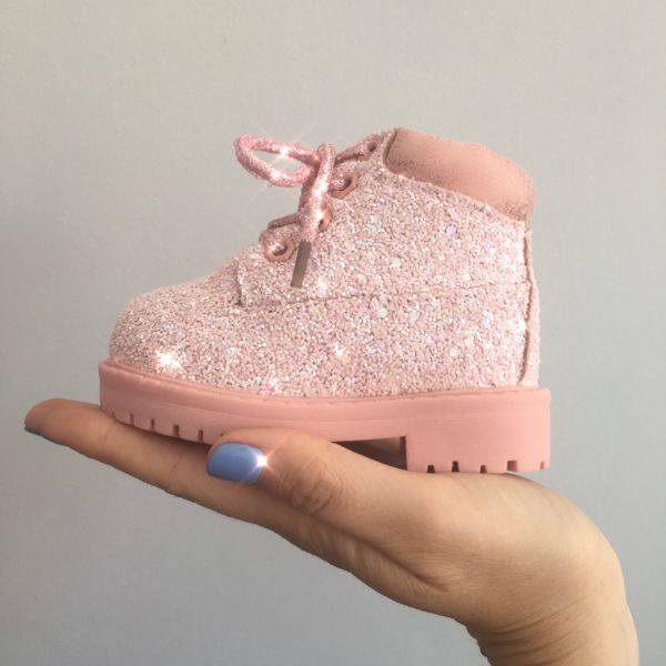 Itty Bitty Candy Pink Sparkle Winter fur boots