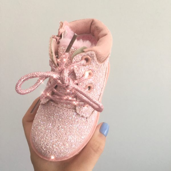 Itty Bitty Candy Pink Sparkle Winter fur boots