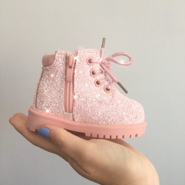 Itty Bitty Candy Pink Sparkle Winter fur boots