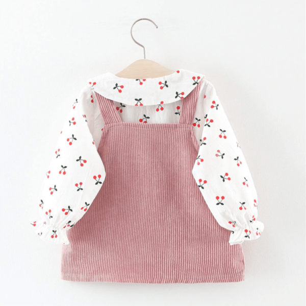 Itty Bitty Girls Cherry & Pink Overalls Set