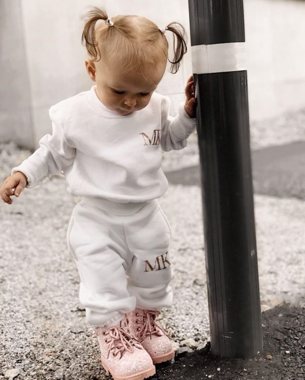 Itty Bitty White & Rose Gold Sparkle Personalised Tracksuit