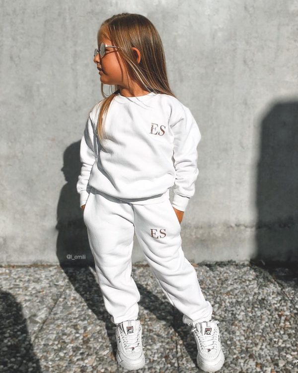 Itty Bitty White & Rose Gold Sparkle Personalised Tracksuit