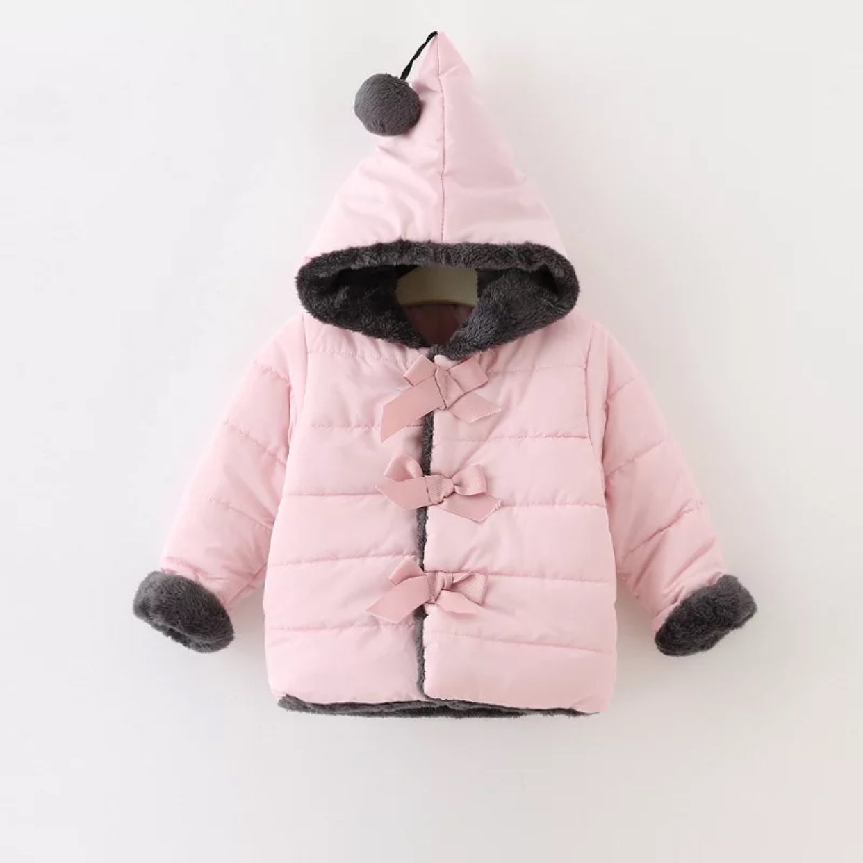 Itty Bitty Pink Bow Detail Coat - Baby Boutique