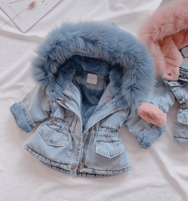 Itty Bitty Blue Denim Super Snuggle Winter Fashion Coat - Baby Boutique