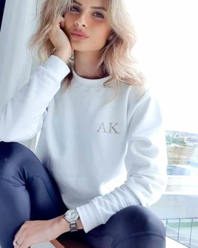 Itty Bitty Women's White & Rose Gold Sparkle Personalised Initial Sweatshirt