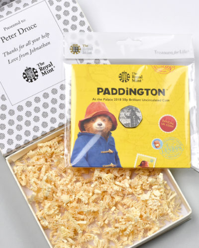 Uncirculated Paddington 50p in a personalised gift box