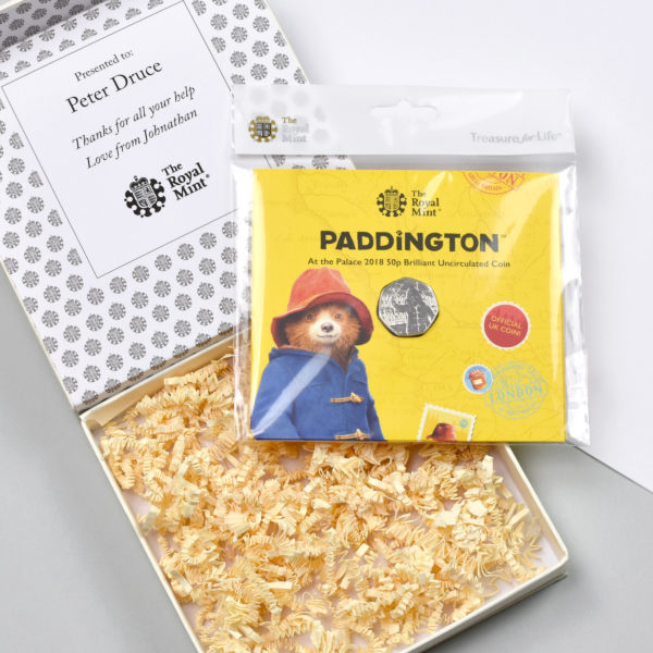 Uncirculated Paddington 50p in a personalised gift box