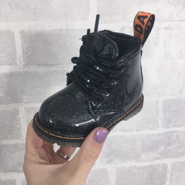 Itty Bitty Princess Black Shimmer Boots